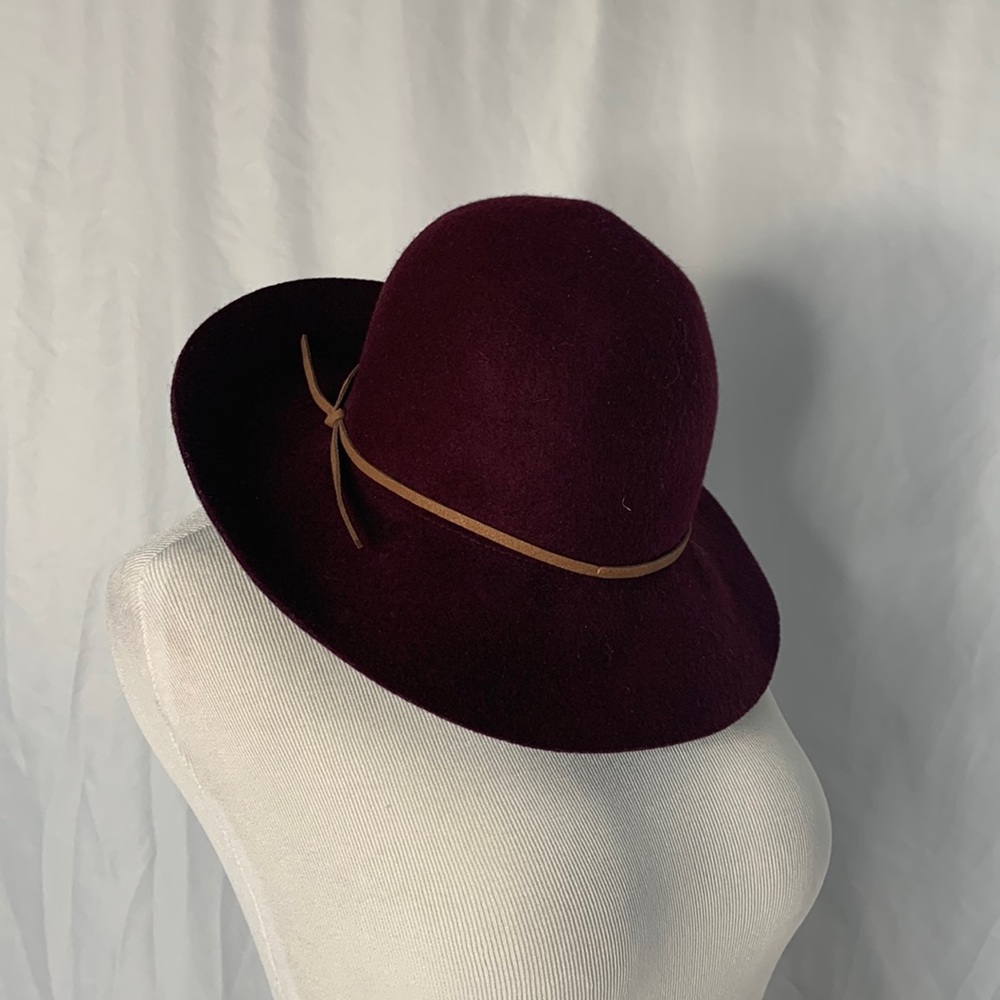 🌻2/$10 Women’s Maroon Felt Floppy Wide Brim Hat Wool